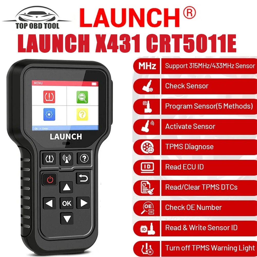 

Новый диагностический инструмент LAUNCH X431 CRT5011E для активации TPMS, датчик давления в шинах, программа переучёта, активация 315 МГц/433 МГц, радиодатчик