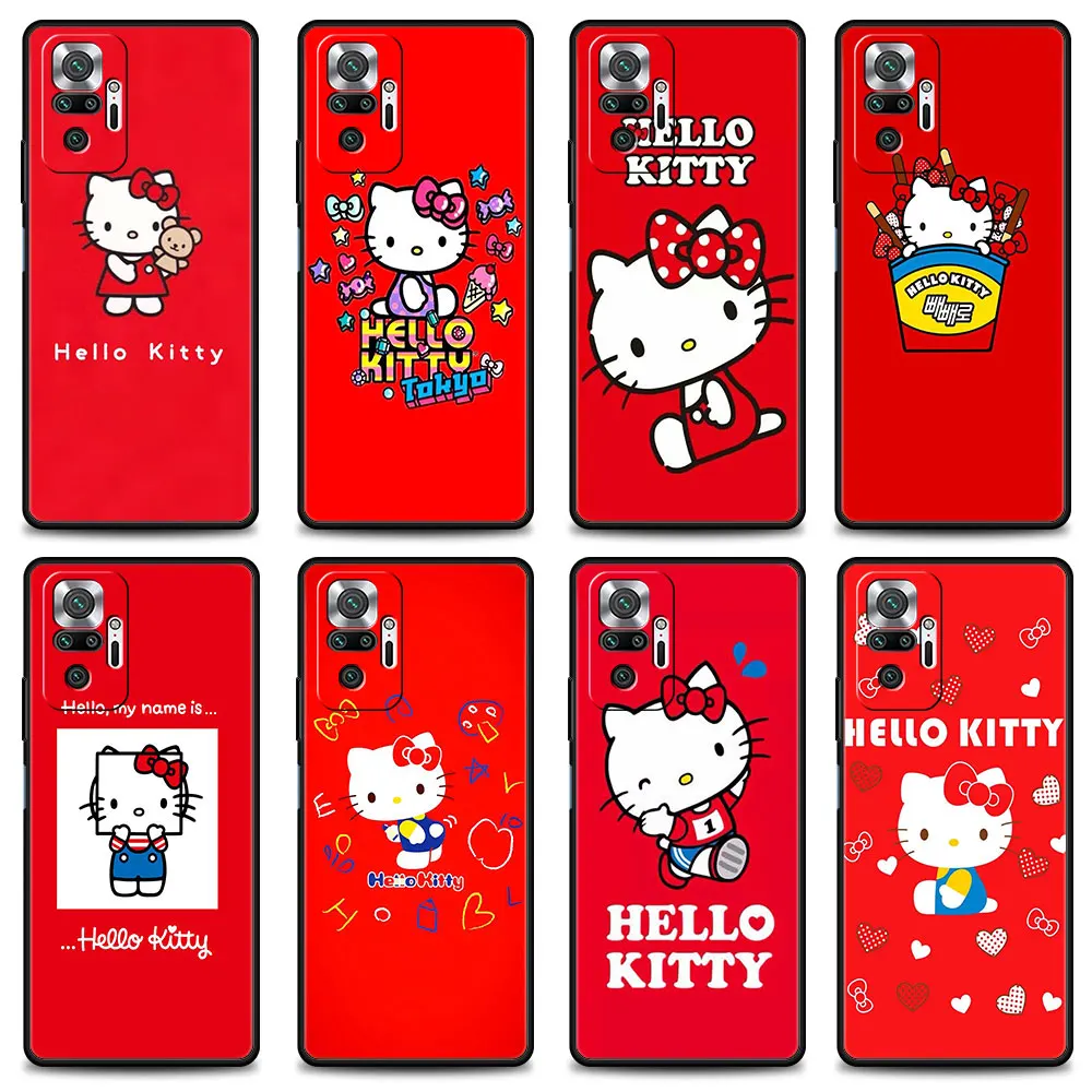 

Smartphone Case For Xiaomi Redmi Note 9s 9 9t 11t 8t 7 10 8 Pro Max redmi 9 9a 9c 8 k40 7A 10 Cover Silicon Coque Hello Cat
