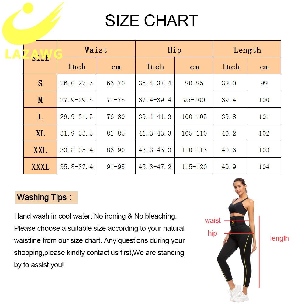 LAZAWG Women's Neoprene Sauna Slimming Trousers Gym Workout Hot Thermo Sweat Capris Leggings Body Shapers Waist Trainer Pant