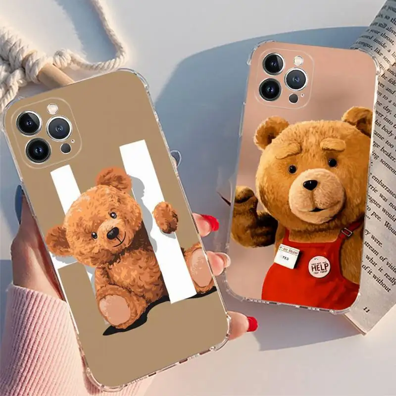 

Teddy Bear funny Phone Case For iPhone XR X XS Max 14 13 Pro Max 11 12 Mini 6 7 8 plus SE 2020 Printing Cover