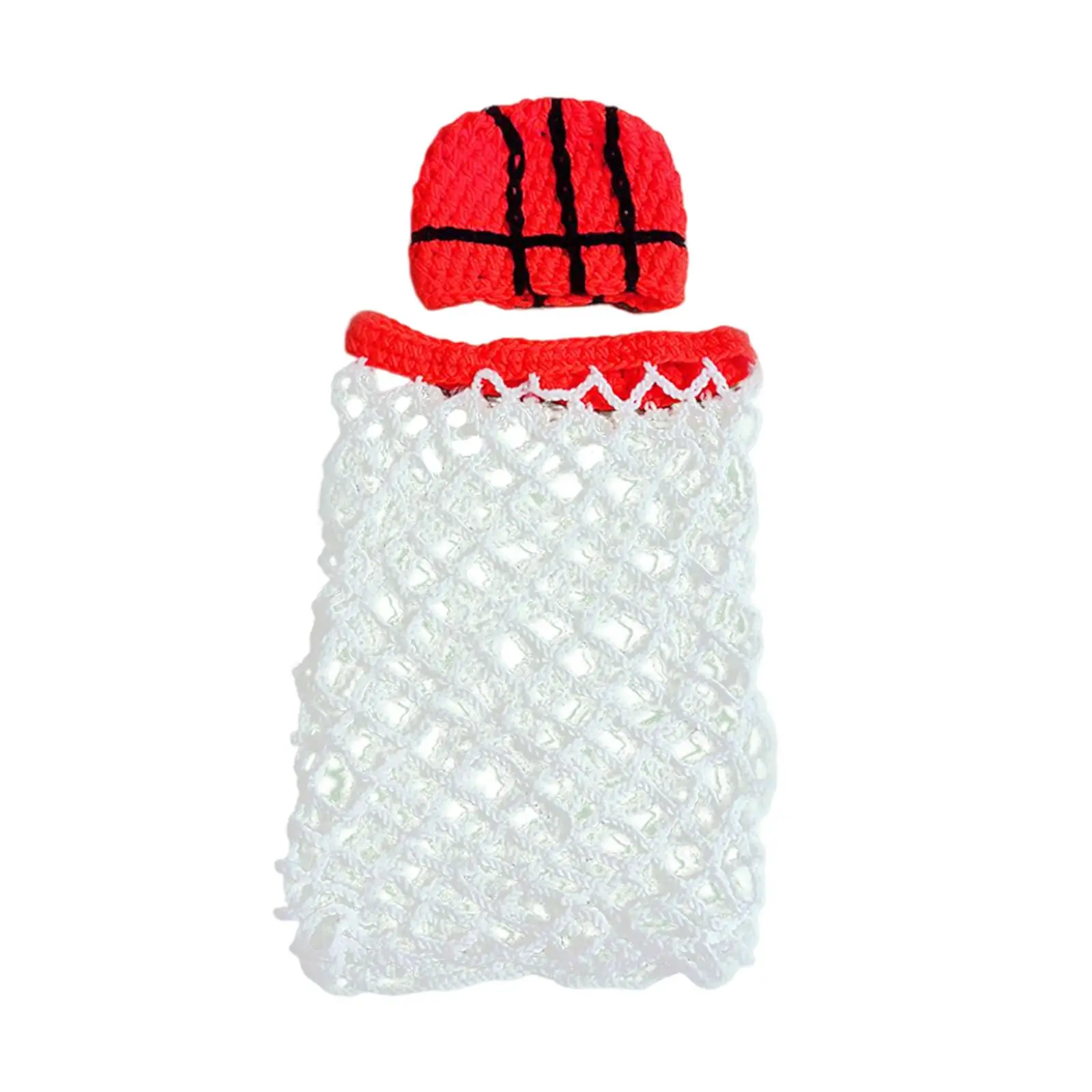 

Infant Basketball Photography Props Crochet Costume Outfits Orange Hat+White