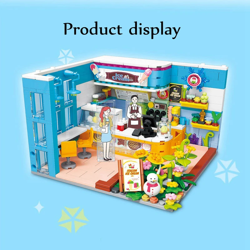 

590PCS City Building Blocks Sets Kits Friends House Ice Cream Shop Carrot Basket Classic DIY Bricks Educational Toys for Girls
