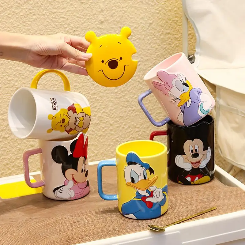 

Disney Cartoon Cute Milk Cup Student Couple Water Cup Gift Box Mugs Coffee Cups Tea Cup Set Ceramic Glass Mickey Baby Fashion