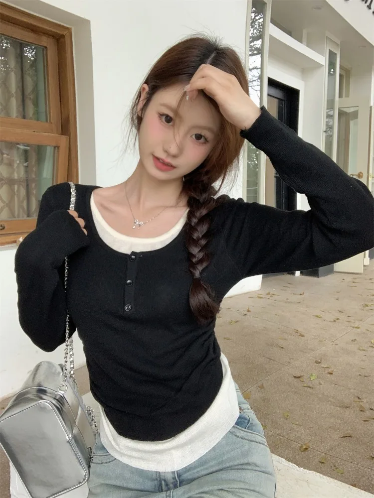 Европейские товары Дизайн Нижняя рубашка с полуоткрытым воротником Женская