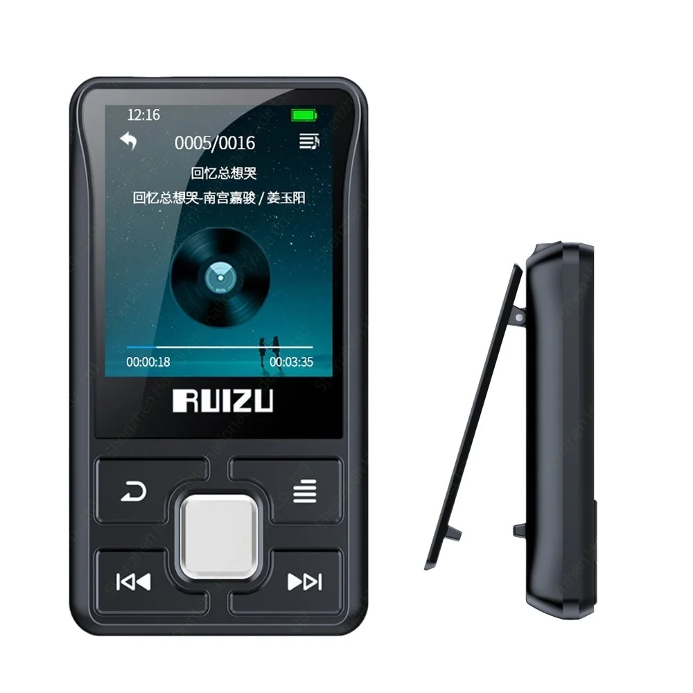 

RUIZU X55 Clip Sport Bluetooth MP3 Player 8GB Mini with Screen Support TF Card,FM,Recording,E-Book,Clock,Pedometer Music Player