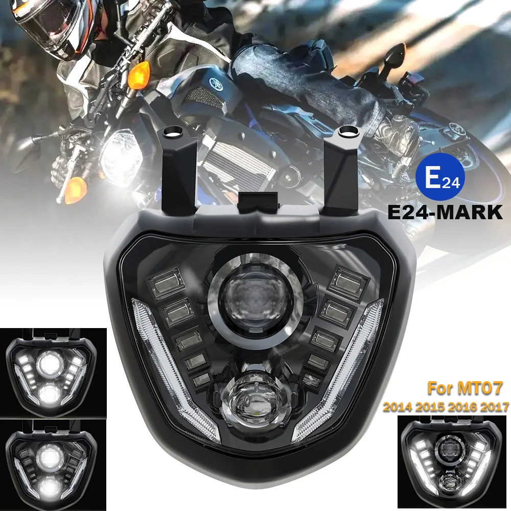 

MT07 FZ07 LED Headlight Lamp DRL 2014 2015 2016 2017 Motorcycle Headlight mt07 Headlights For YAMAHA MT 07 MT-07 Light 110W 12V