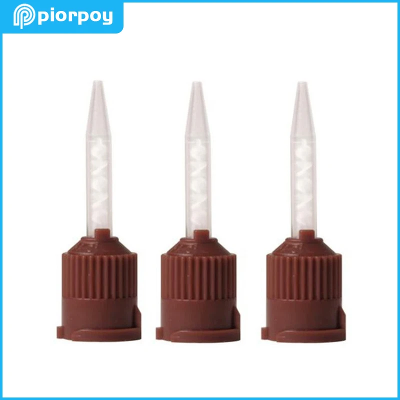 PIORPOY 50 шт. стоматологические наконечники для смешивания оттиска HP коричневые с X-Fine внутриполостные наконечники для эндосердцебиения материалы odonttechnology инструменты