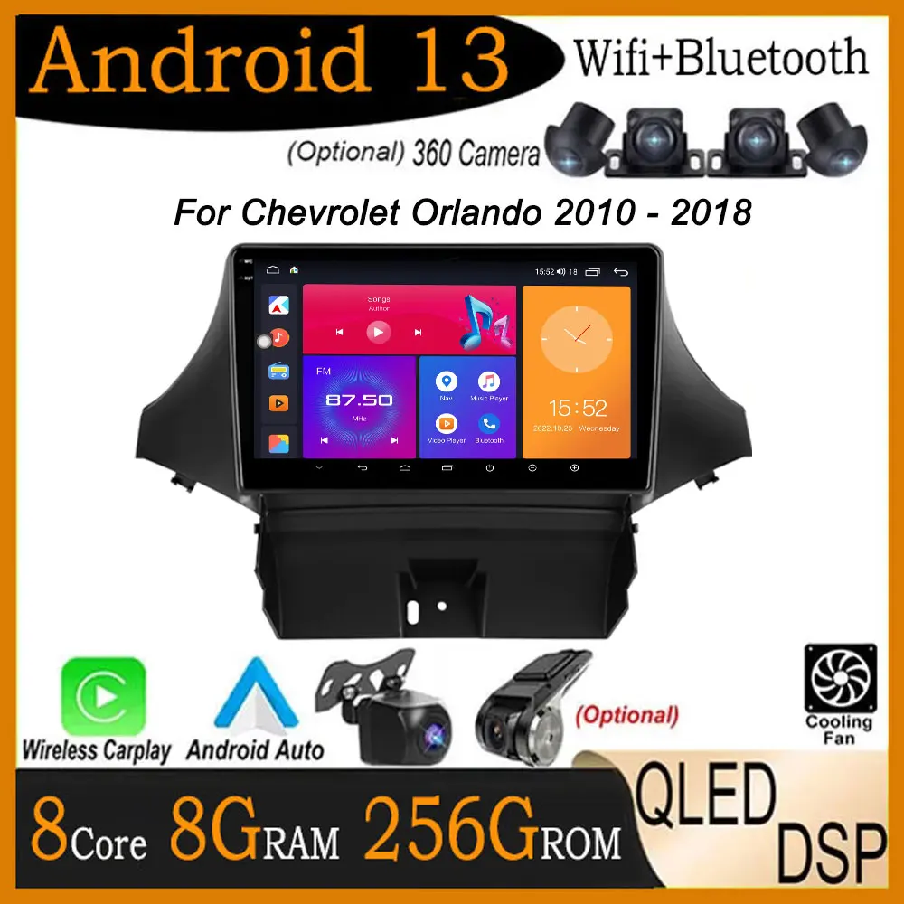 

Автомобильная Мультимедийная система QLED, IPS-экран 9 дюймов, GPS, Android 13, Wi-Fi, для Chevrolet Orlando 2010 - 2018