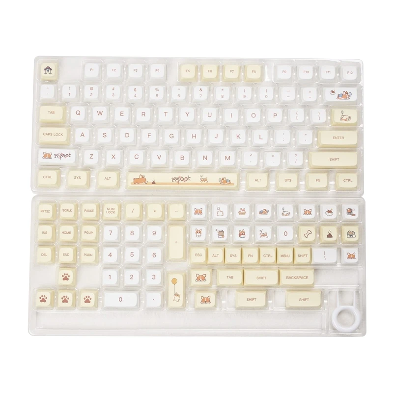 

134 Keys Mechanical Keyboard Keycaps Cute Corgi Dog XDA PBT Keycap Sublimation for GK61/64/68/75/84/87/96/980/104