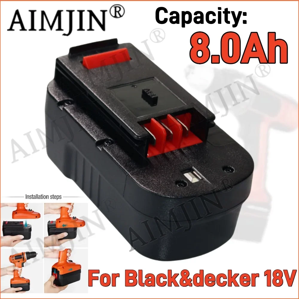 Аккумулятор 8 0 Ач 18 В A18 совместимый с Black Decker HPB18-OPE 18-вольтовый