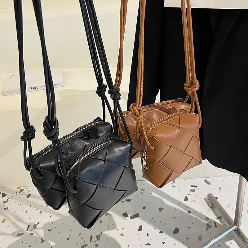

Luxury Brand Woven Small Square Bags For Women High-quality Leather Shoulder Bag Designer Knitting Purses Crossbody Bag Hobos