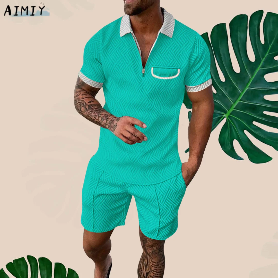Tracksuit Clothing Men's T-Shirt Suit Summer Fashion Luxury Printed Men's Polo Shirt Short Sleeve And Shorts 2-Piece Street Set