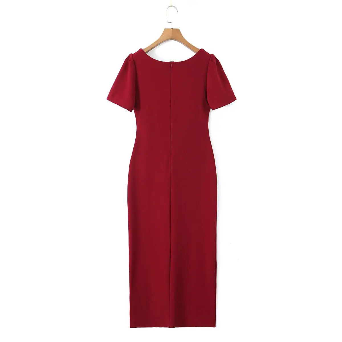 Good Quality Plus Size Dresses Women Clothes 2023 Summer French Square Collar Fold Front Slit One-Piece Oversized Curve N8645