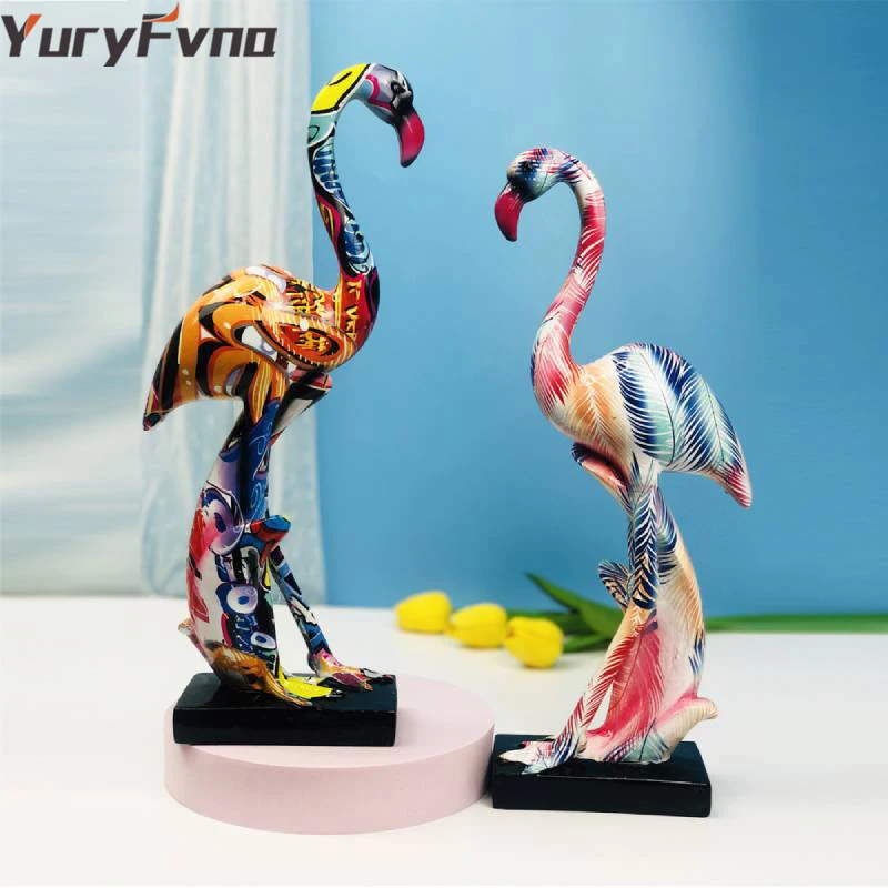 

Статуя YuryFvna для украшения дома, аксессуары, абстрактная скульптура из смолы, статуэтка фламинго, декоративные статуэтки для офисного стола