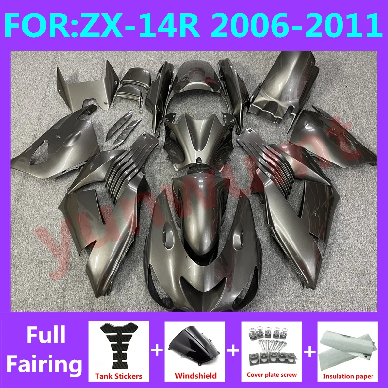 

Комплект обтекателей для мотоцикла, Обтекатели для Ninja ZX-14R 2006 2007 2008 2009 2010 ZX14R zx 14r 06 07 08, Обтекатели для кузова серебряные