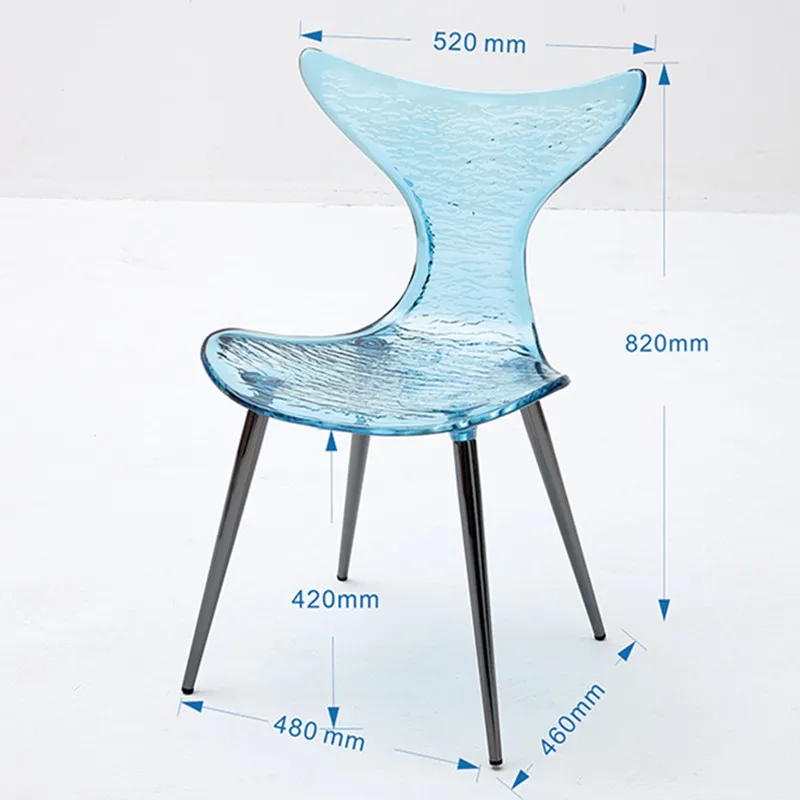 

Ins Style Five Colors Crystal Fishtail Chair Makeup Chair Acrylic Furniture Casual Design Backrest Dining Chair Living Room