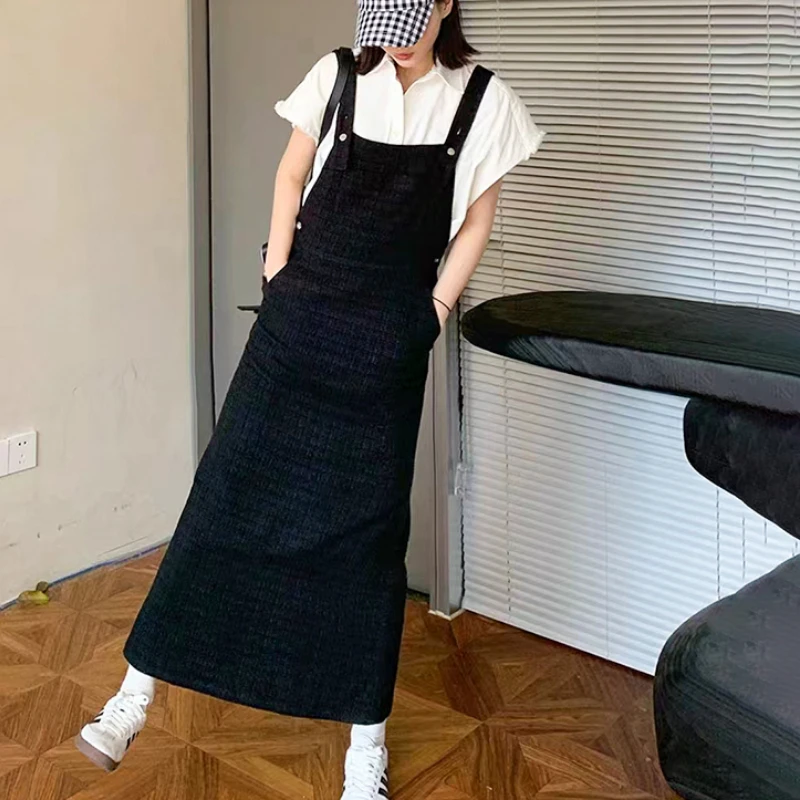 

2023 Spring Summer Retro Solid Color High Slit Strap Women Dress