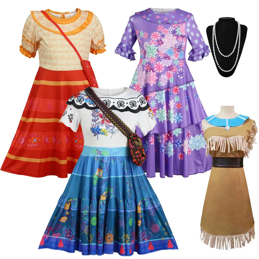 

Women Elder Girls Matoaka Pocahontas Cosplay Isabella Mirabel Madrigal Dress Dolores Halloween Costume