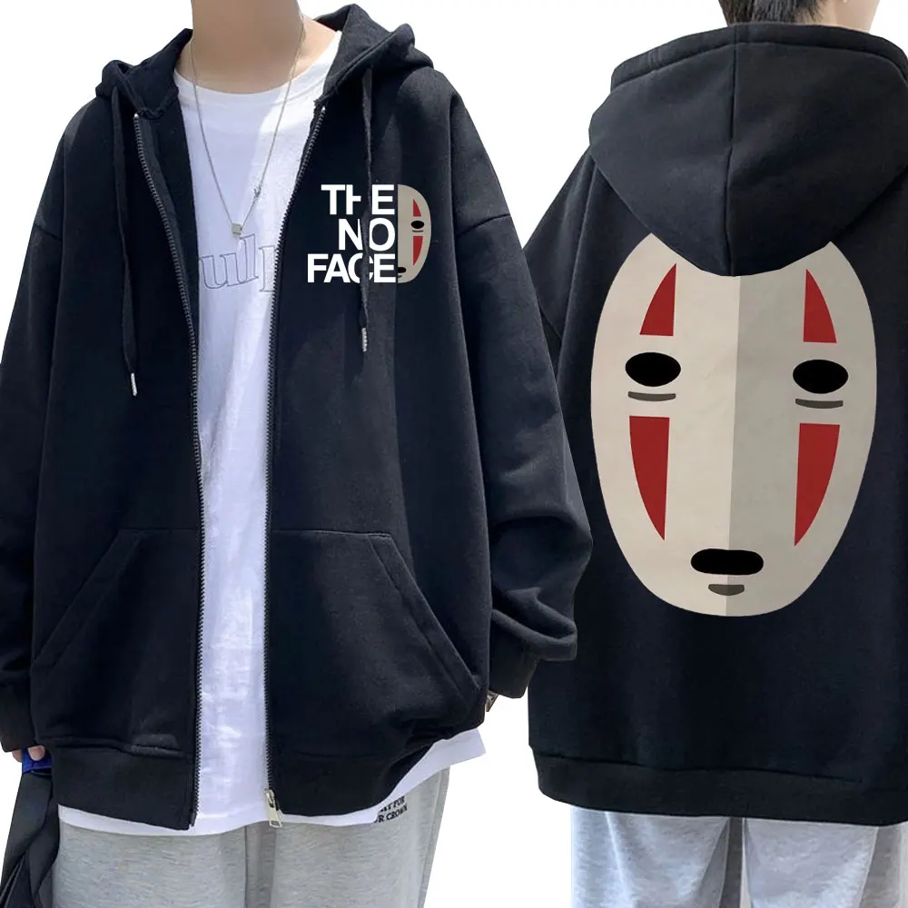 

Japan Anime Spirited Away The No Face Man Zipper Hoody Men Fashion Coat Zip Up Sweatshirt Harajuku Streetwear Hoodie Jacket Male