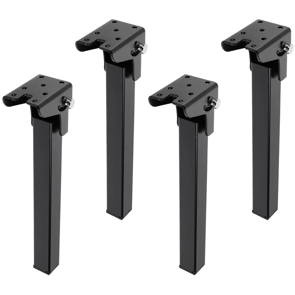 

4 Pcs Folding Table Base Legs Laptop Stand Foldable Short Black Metal Hardware Furniture Dining