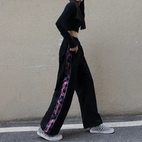 chic harajuku hip hop wide leg pants for women casual high street bf style loose pants lady high waist wide leg trousers