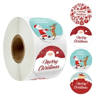 happy elk santa claus christmas stickers gift wrap shop supplies scrapbooking 1inch 50 500pcs wholesale personalized diy tags