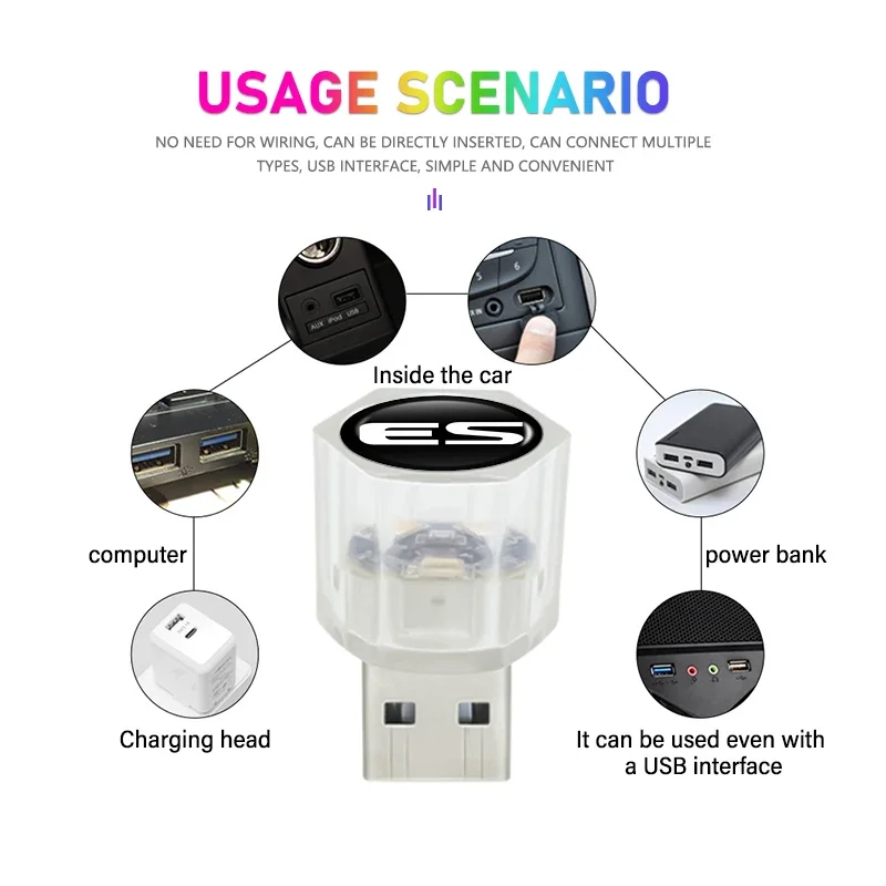 Мини-автомобильный USB-светильник с окружающим освещением Plug Play экологически