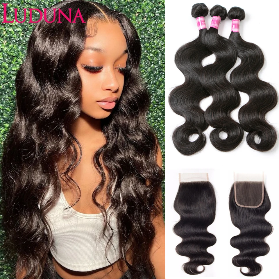Luduna волнистпряди с застежкой перуанские человеческие волосы пучки наращивание