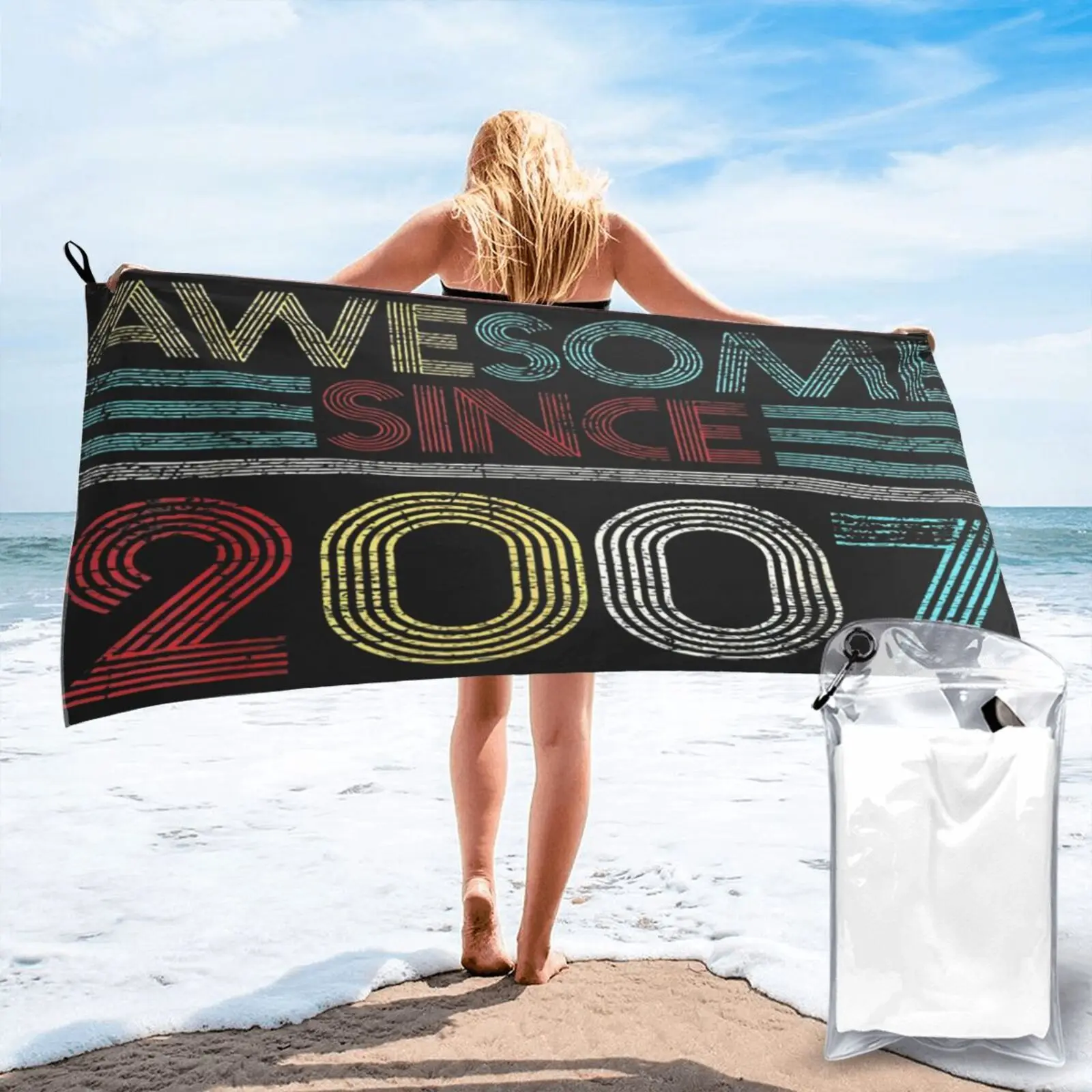 

Подарки на 13-й день рождения, потрясающее с 2007 года пляжное полотенце, кухонное полотенце, Товары для ванной, пляжное полотенце для пляжа