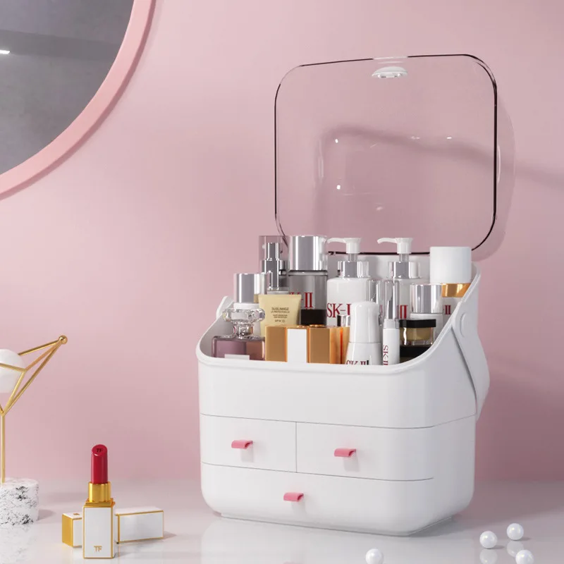

New Net Red Penguin Cosmetics Storage Box Cosmetic Storage Box Transparent Desktop Storage Box Waterproof Drawer Beauty Box