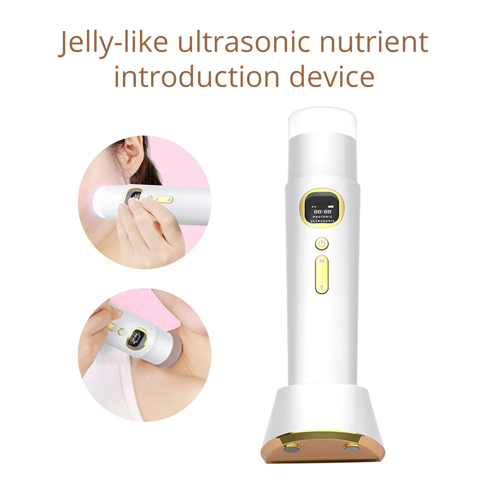 

New Ultrasonic Facial Massager Jelly-like Massage Head Face Lifting Deep Cleaning LED Photon Skin-friendly Beauty Instrument