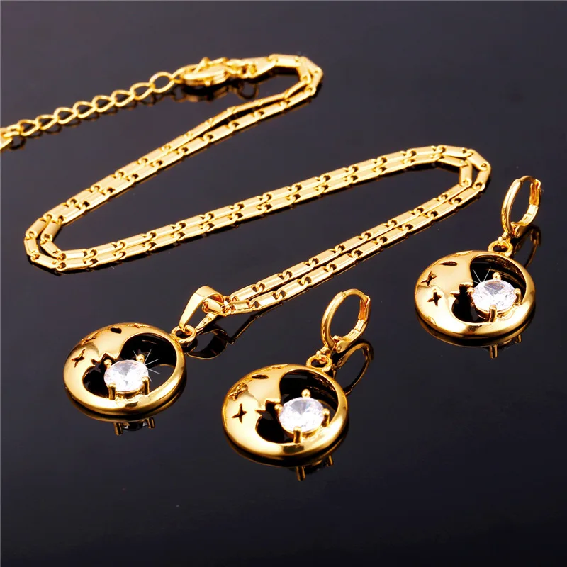 Женский ювелирный комплект из Луны и звезды с фианитом | Украшения аксессуары