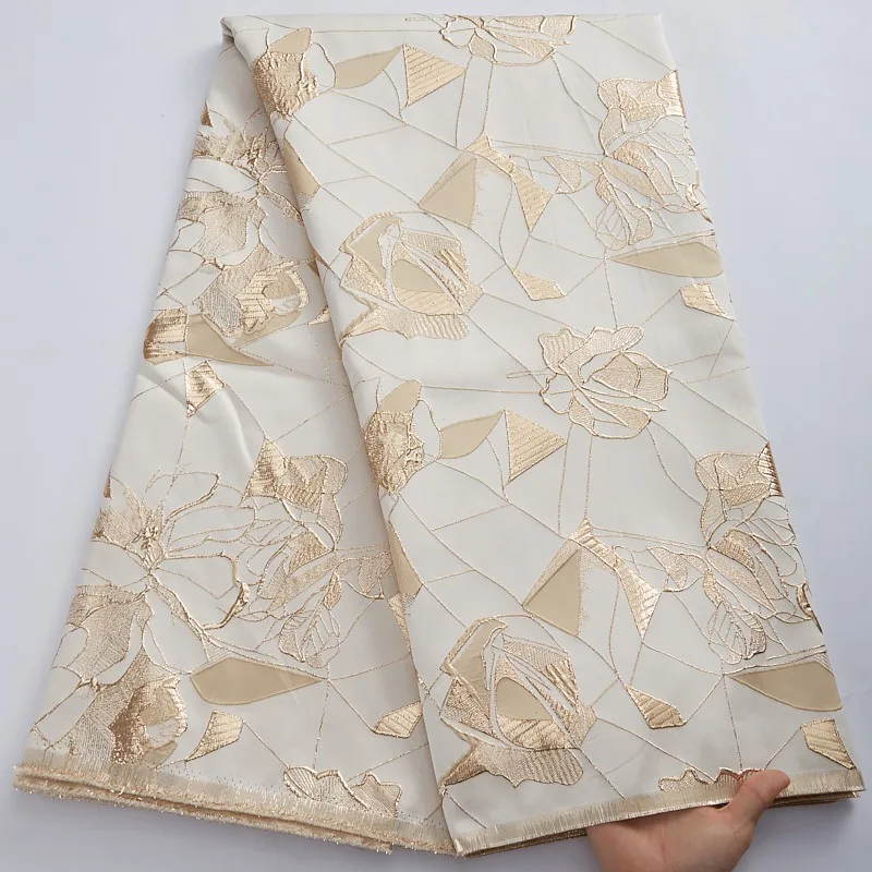 

2022 Latest French Gilding Brocade Lace Fabric High Quality African Lace Fabric Stain Brocade Jacquard Fabric For Wedding S3003