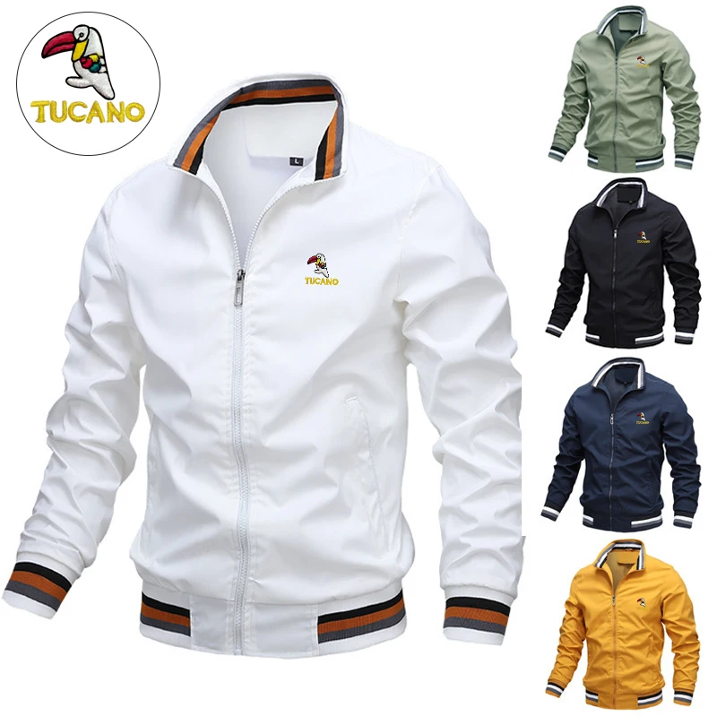 

2023Embroidery Brand TUCANO Spring Autumn Men's Stand Collar Casual Zipper Jacket Outdoor Sports Coat Windbreaker Jacket for Men