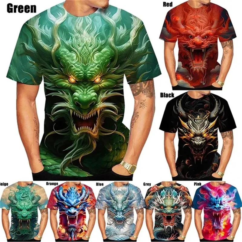 

New Summer Dragon 3D Printed Casual T-Shirt Personality Fashion Unisex Hip Hop Round Neck Short Sleeve Tops 100-4XL Chilren Tees
