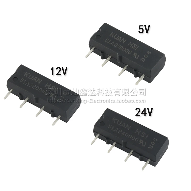 10PCS/Import SIP4 feet 5V/12V/24V 1A miniature SPST normally open type dry reed switch reed relay