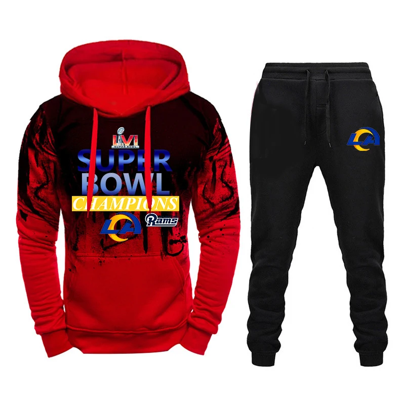 

Autumn Most Popular Men's Tracksuit Hoodie and Sweatpants American Football Team Printed Classic Male Daily Casual Sport Outfits