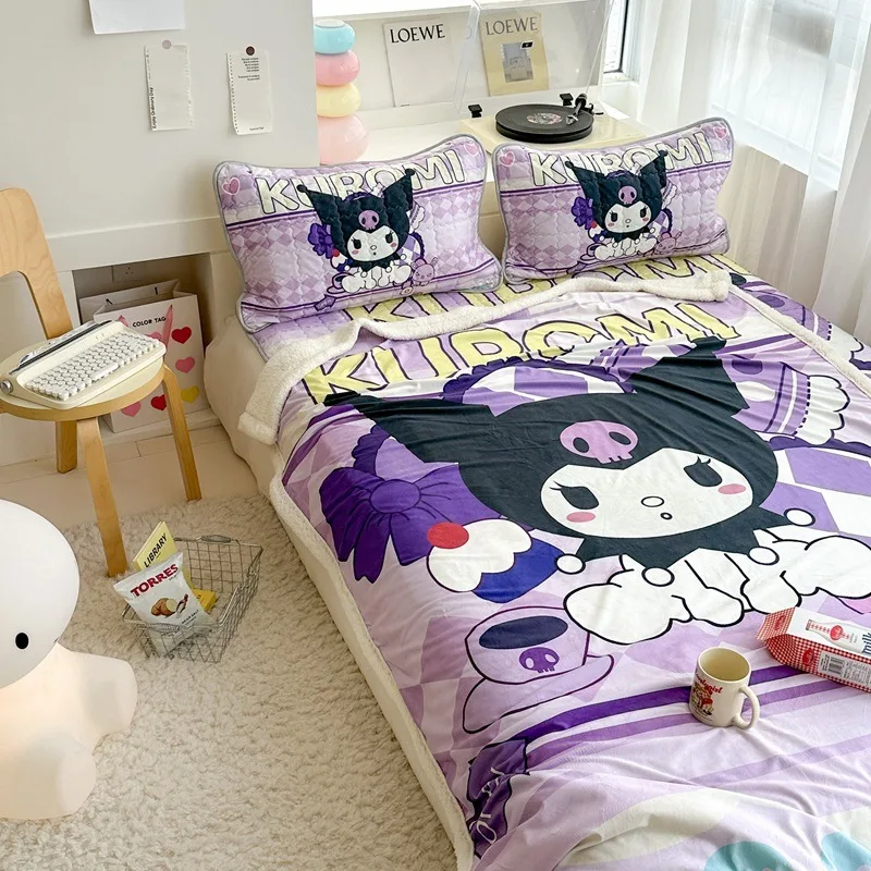 

Kawaii Sanrio аниме Kuromi Cinnamoroll мультфильм девочка спальня простыни одеяло мягкий теплый плюшевый толстый диван подарки для девушки