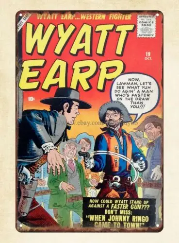 Металлическая продуктовая вывеска Wyatt Earp-Западный истребитель 1958 комиксы