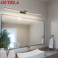 OUTELA Contemporary Brass Vanity Fixture Mirror Front Light Led 3 Colors Bathroom Device Bath Makeup Wall Lamp