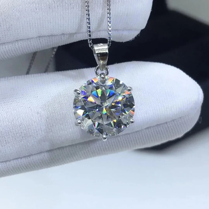 Фото RAPRGOLD Многоразмерные колье-солитеры с муассанитом для женщин, простые подвески на цепочке, подарок для подруги, ювелирное украшение на шею с сертификатом GRA №5