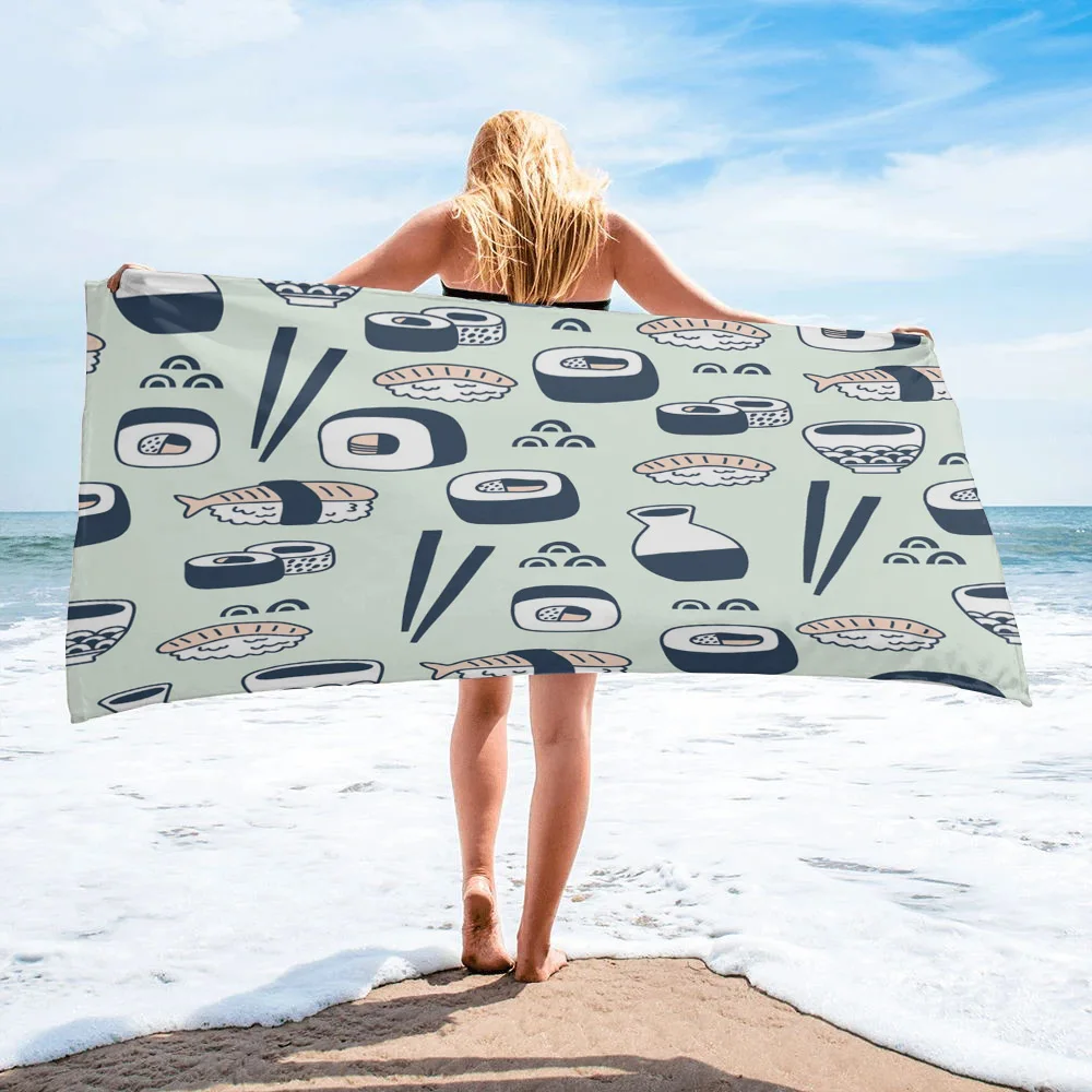 

Sushi Chopsticks Culture Japan Large Bath Towel Camping Bathroom Accessories Microfiber Beach Towel Home Bath Towels for Adults