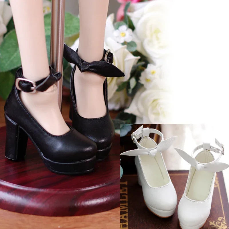 Аксессуары для кукол BJD DD SD MSD 1/3 черные белые туфли на высоком каблуке