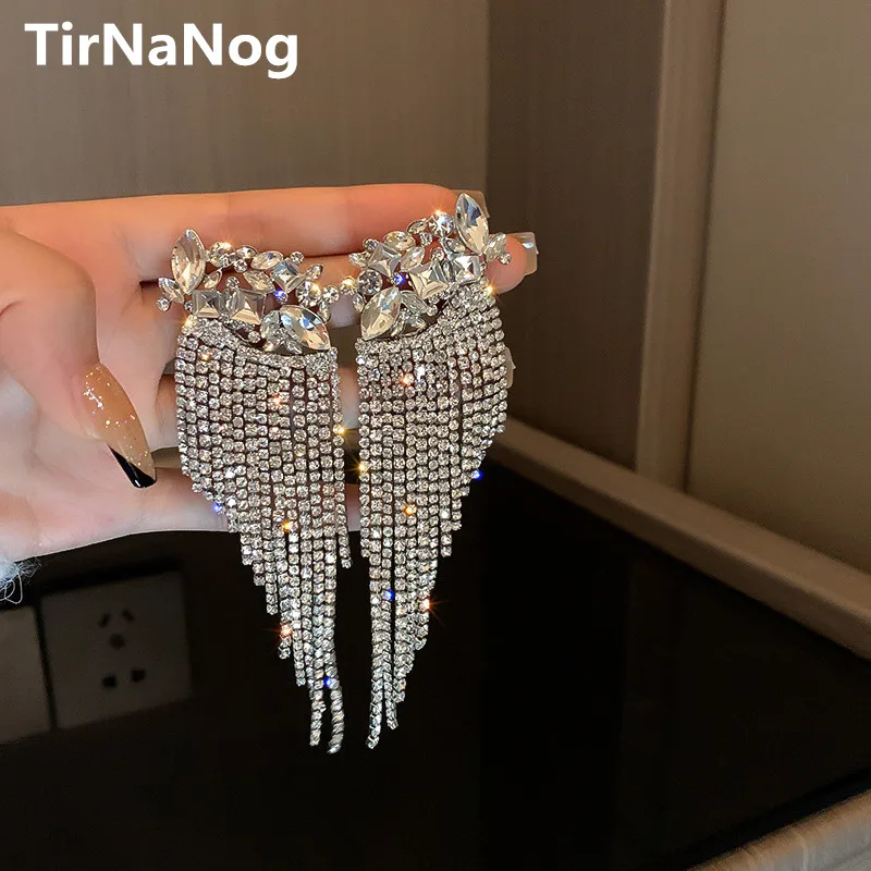 

2022 New South Korea Long Tassels Crystal Flower Earrings Fashion Geometric Rocking Classic Luxury Unusual Earrings Jewelry