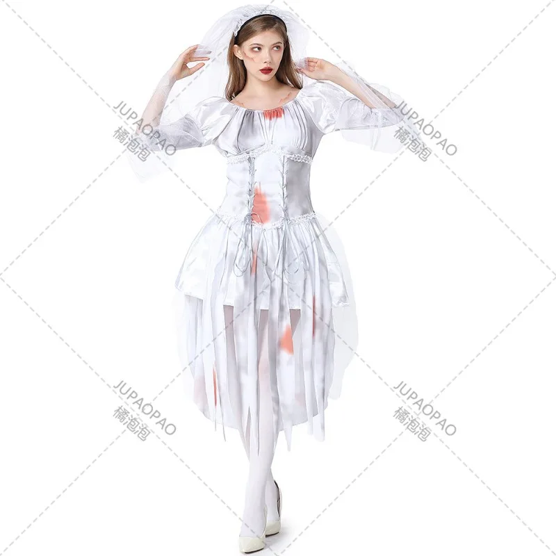 

Female Devil Role Playing Party Dress Devil Corpse Bride Dress Halloween Women Terror Vampire Dress Parent Child DressJUPAOPAO
