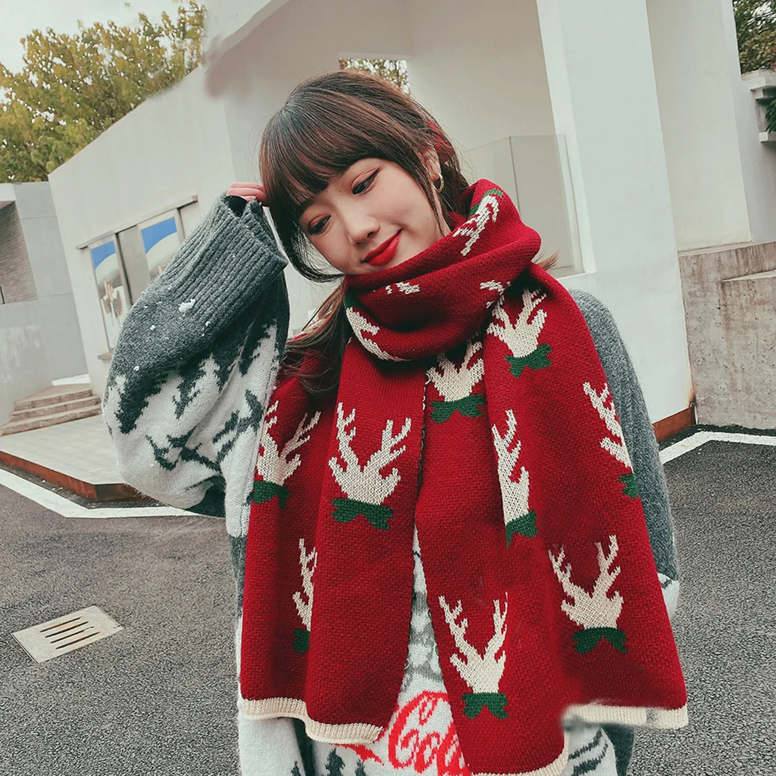 

Shawl Women And Warm Couple Christmas Models Fashion Scarf Knitted Men Scarf Scarves Women Tie Scarves