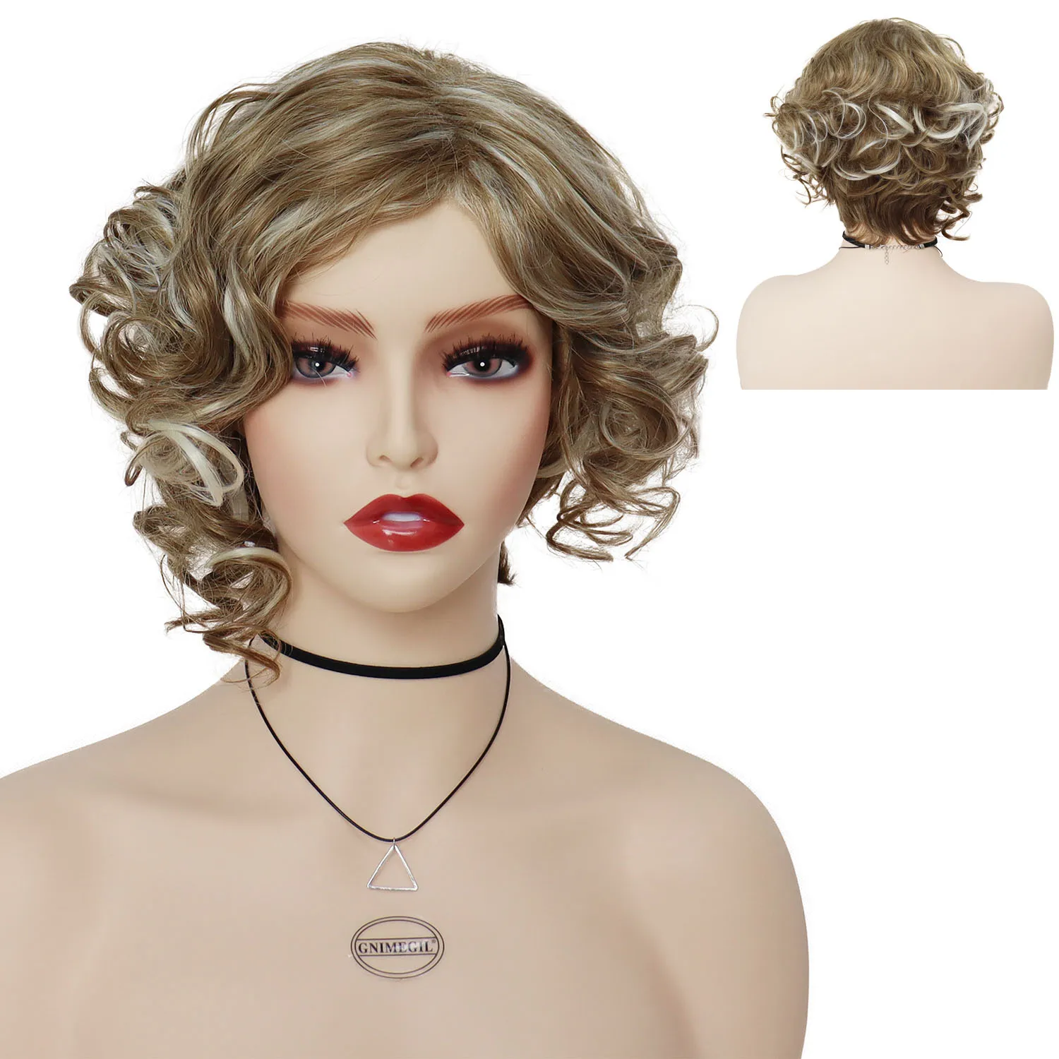 Синтетический женский парик GNIMEGIL светлые натуральные короткие вьющиеся волосы