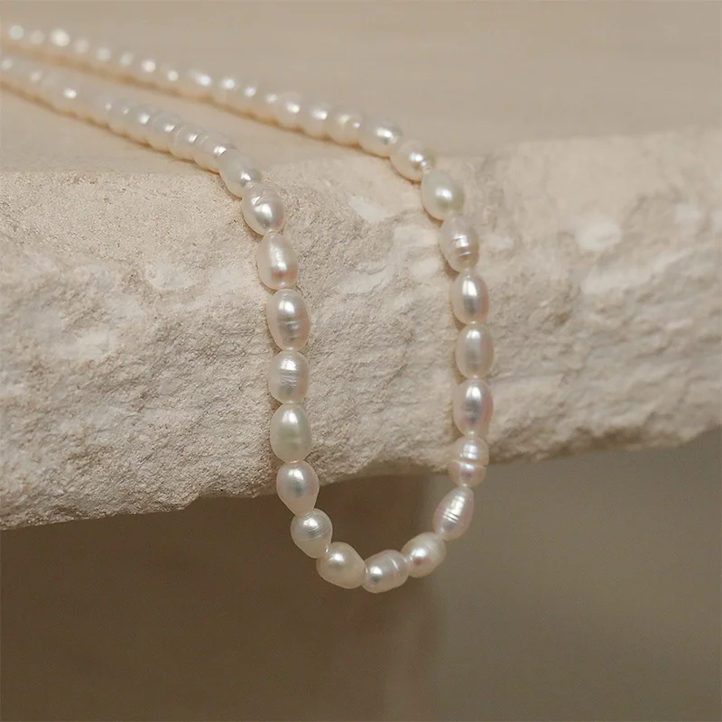 

Minar Classic Natural Freshwater Pearl Choker Necklace for Women Irregular Pearls Beaded Chain Necklaces Wedding Accessories