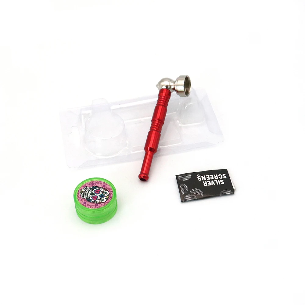 

Metal Glass Smoking Pipe with Glass bowl Food Grade Tobacco Pipe Smoking Grinder