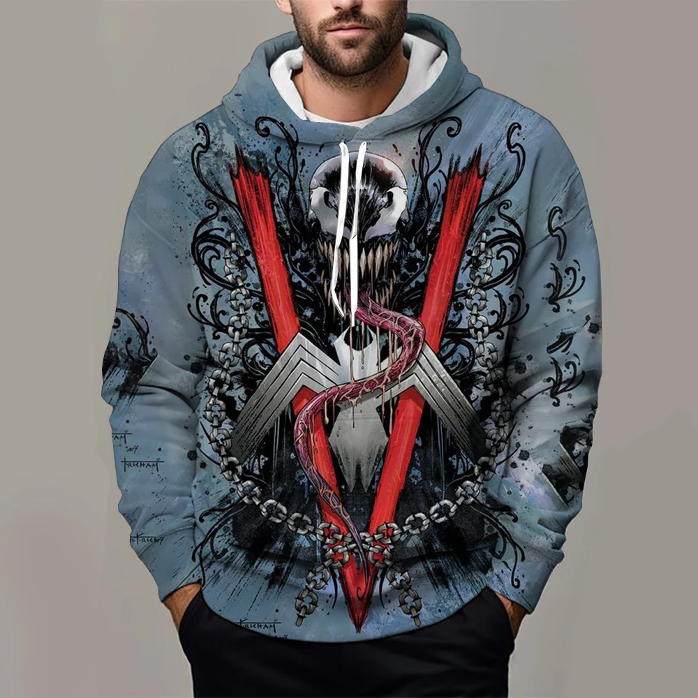 2024 Miniso Spider-Man Venom 3D Printed Men's Hoodie Jacket Outdoor Street Hip-Hop Sportswear Casual Sports Sweatshirt